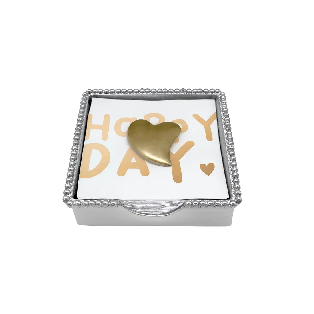 Gold Heart Beaded Napkin Box Set