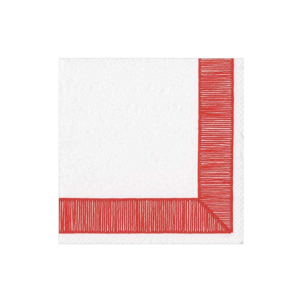 Red Ribbon Border Cocktail Napkin