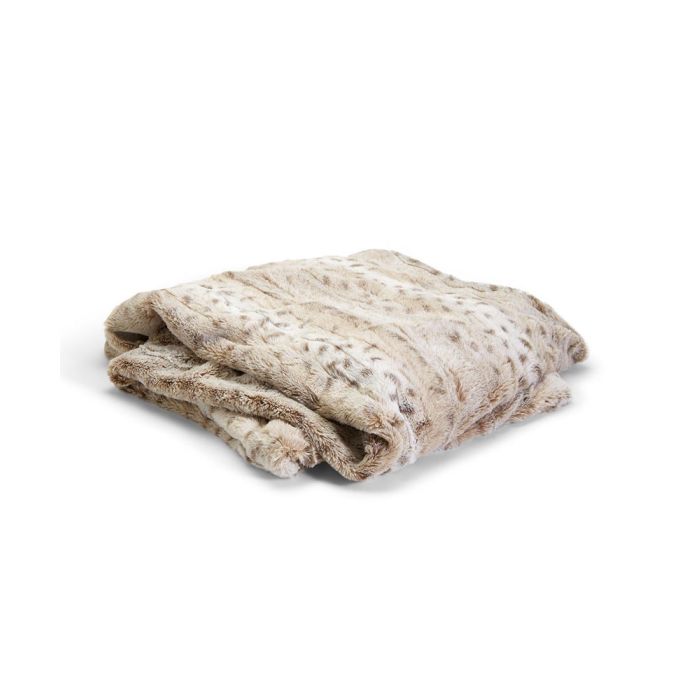 Snow Leopard Faux Fur Throw