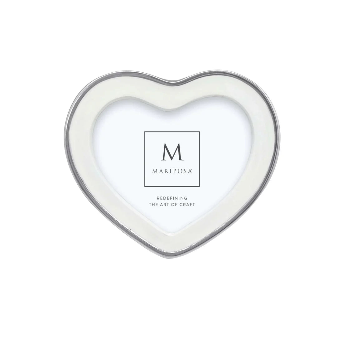 White and silver heart-shaped picture frame for a 4x6 photo