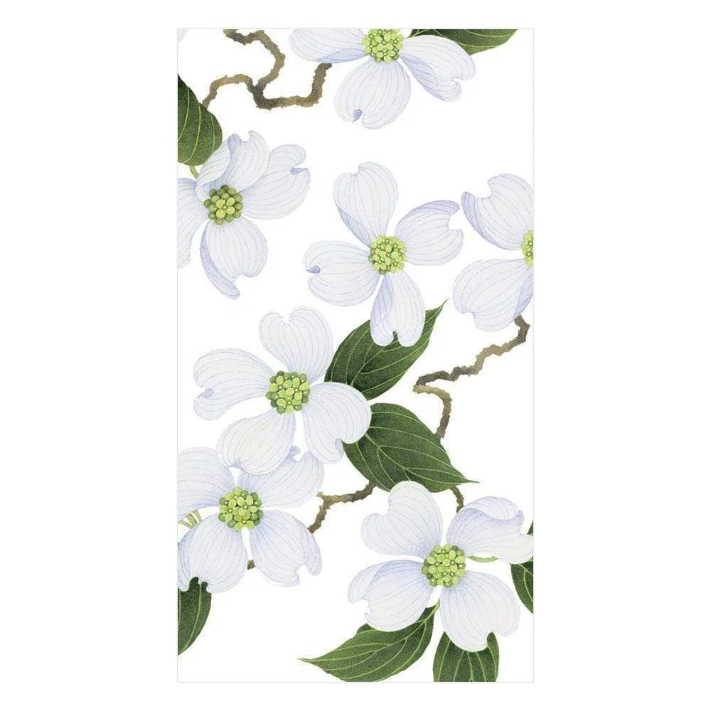 White and Green Guest Towel with Gardenia Flowers