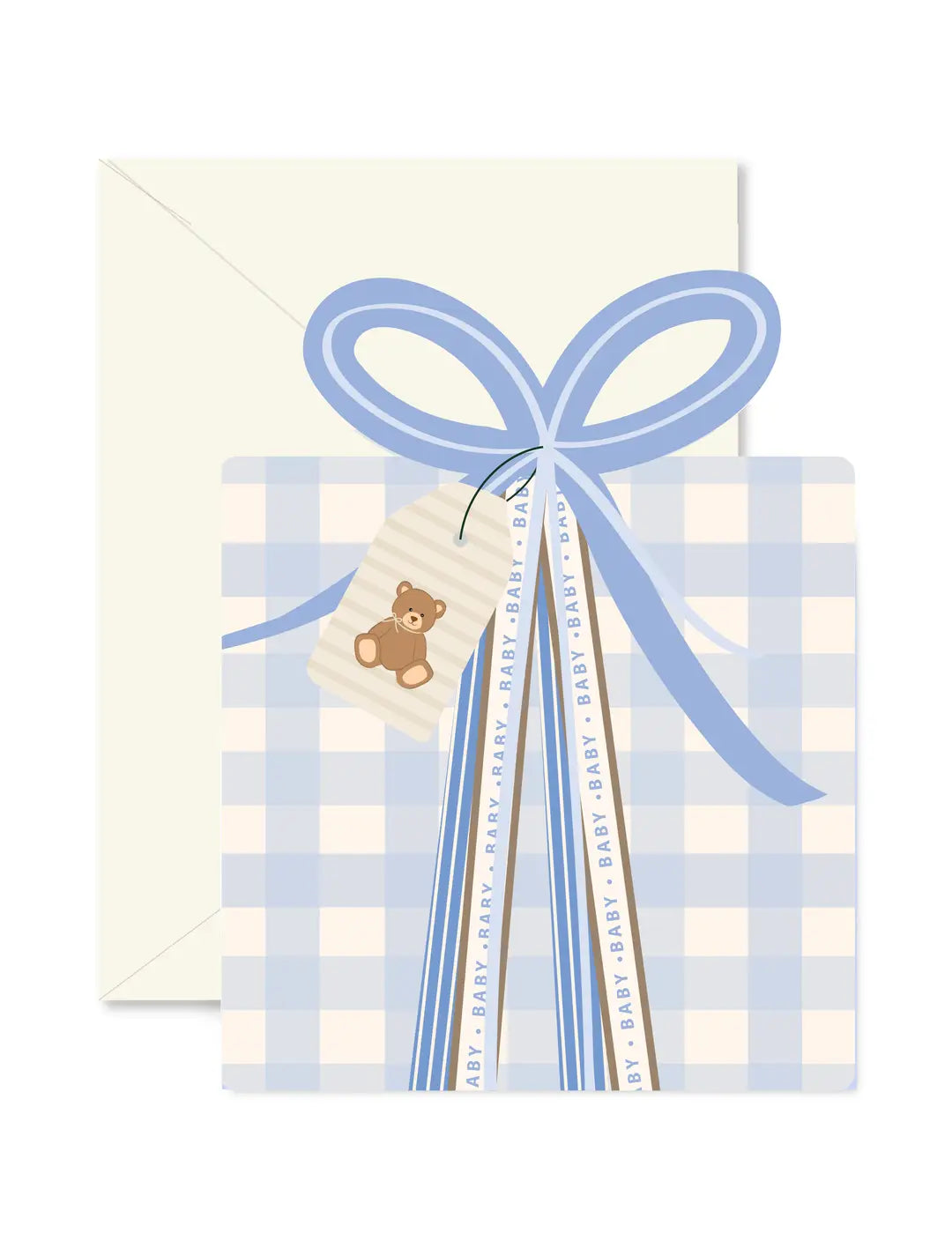 Blue Gingham Baby Gift Greeting Card