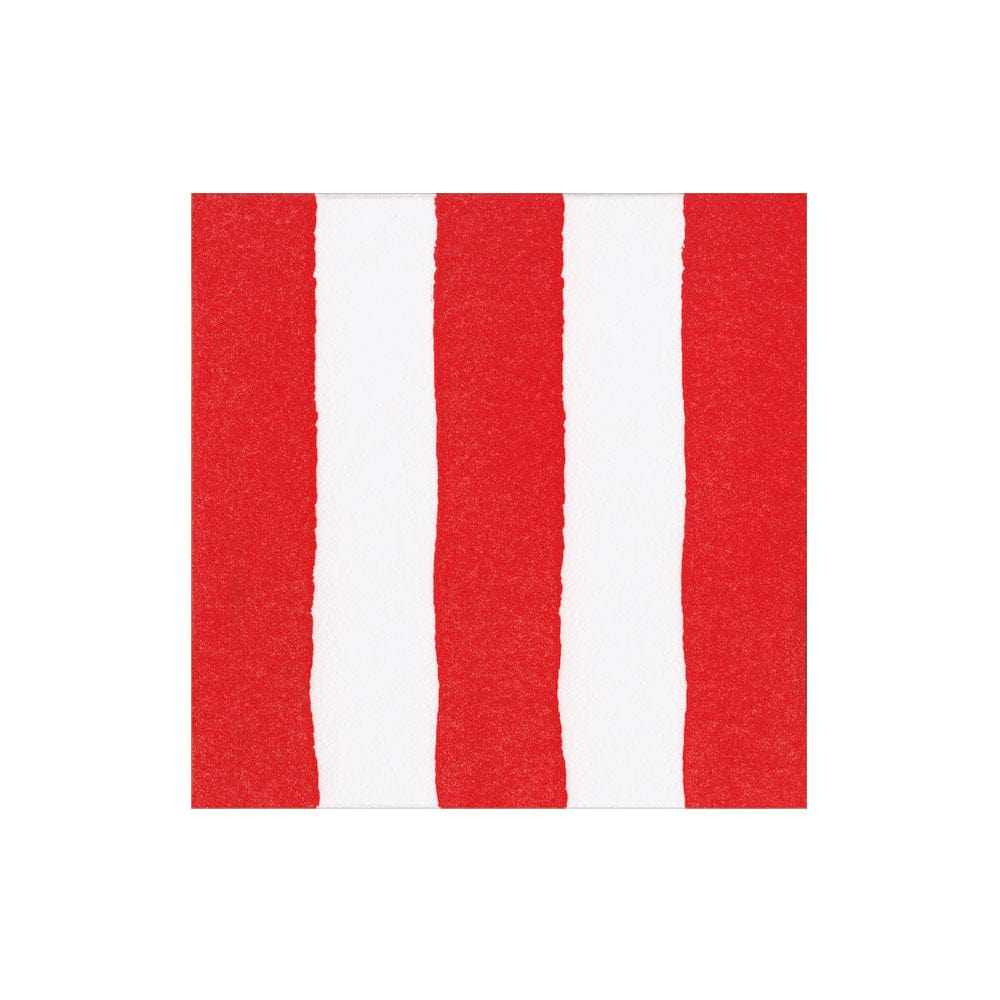 Cocktail napkin with bold red and white stripes