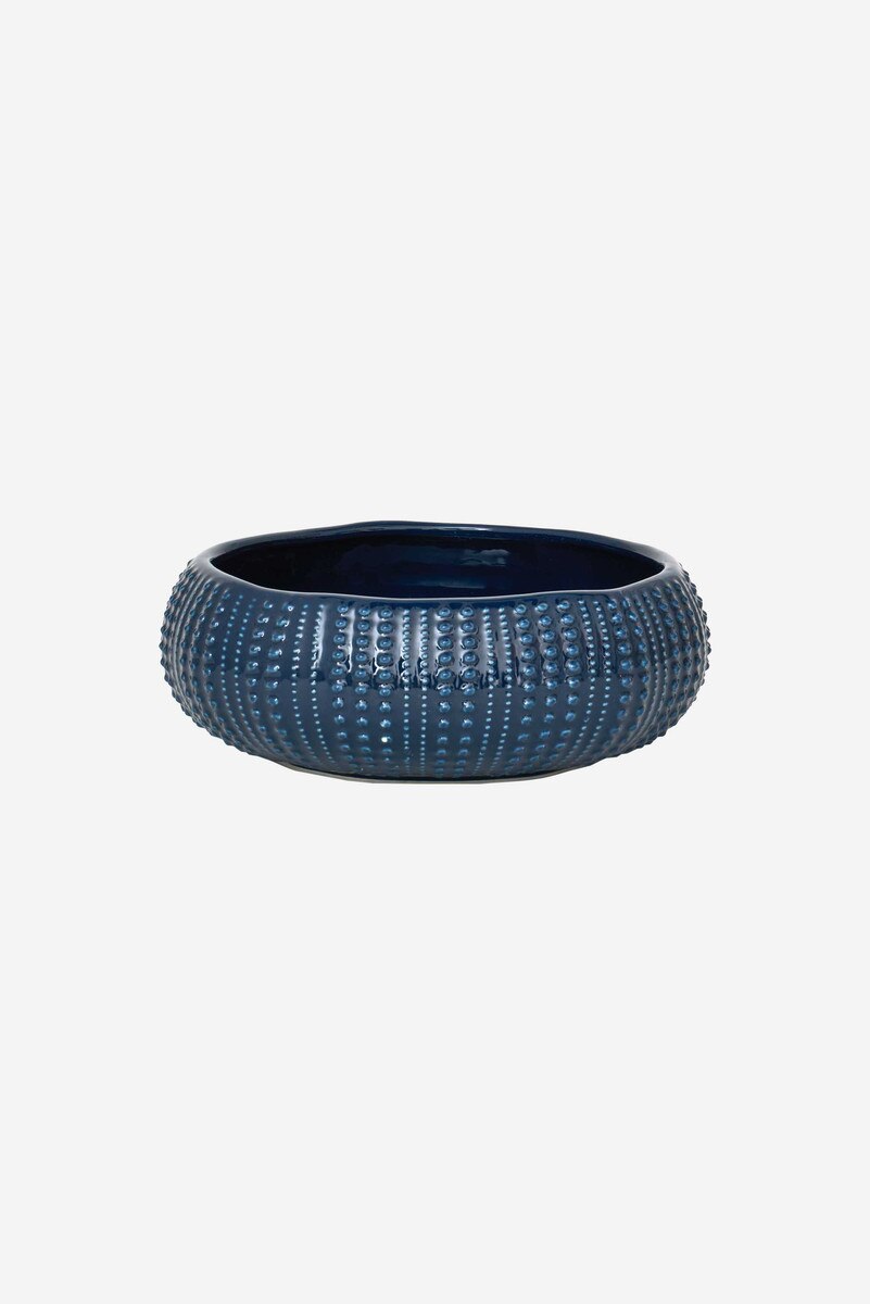 Navy blue sea urchin shaped ceramic bowl