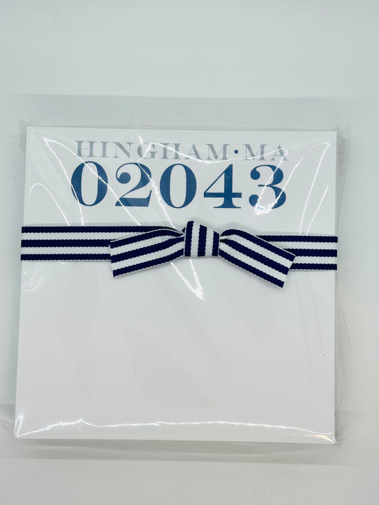 Zip Code 02043 + Hingham Notepad _ Royal