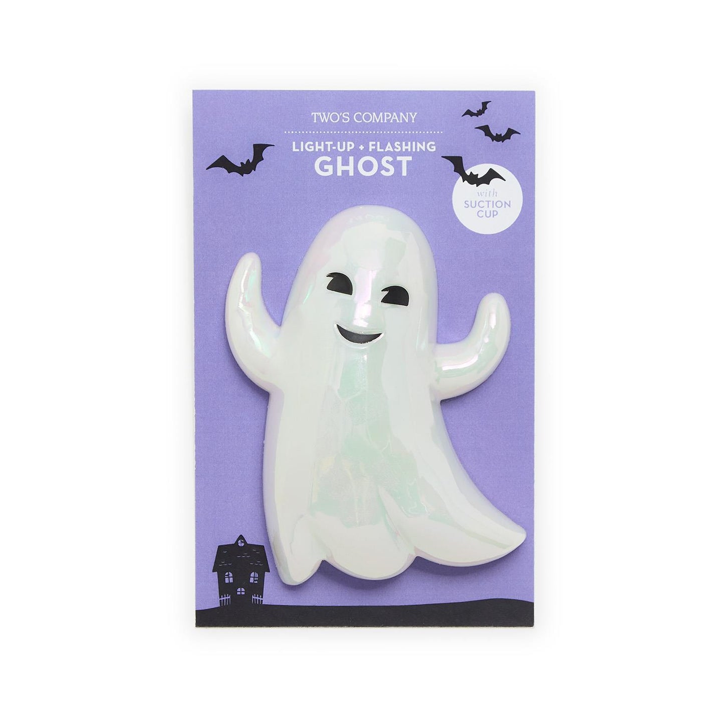 Light-up flashing ghost toy on a purple packaging with Halloween-themed design
