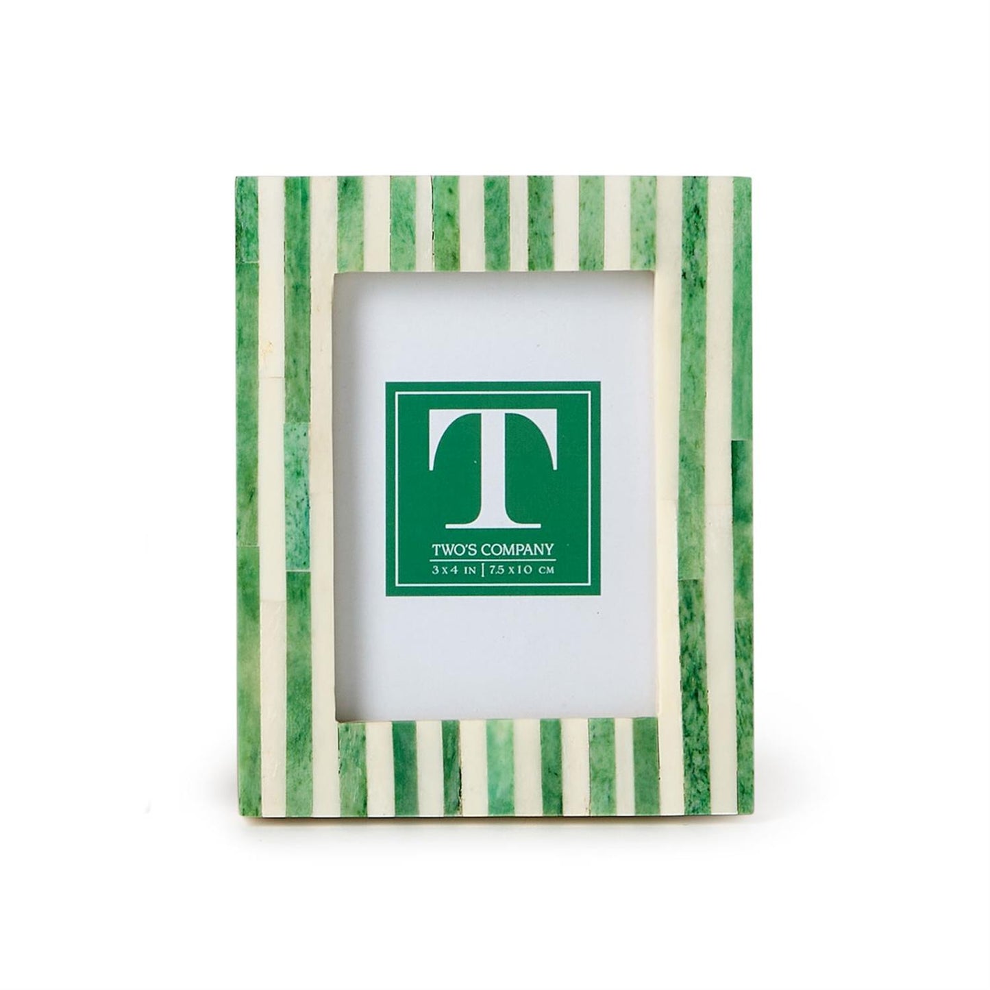 Green and white vertical striped 3x4 picture frame