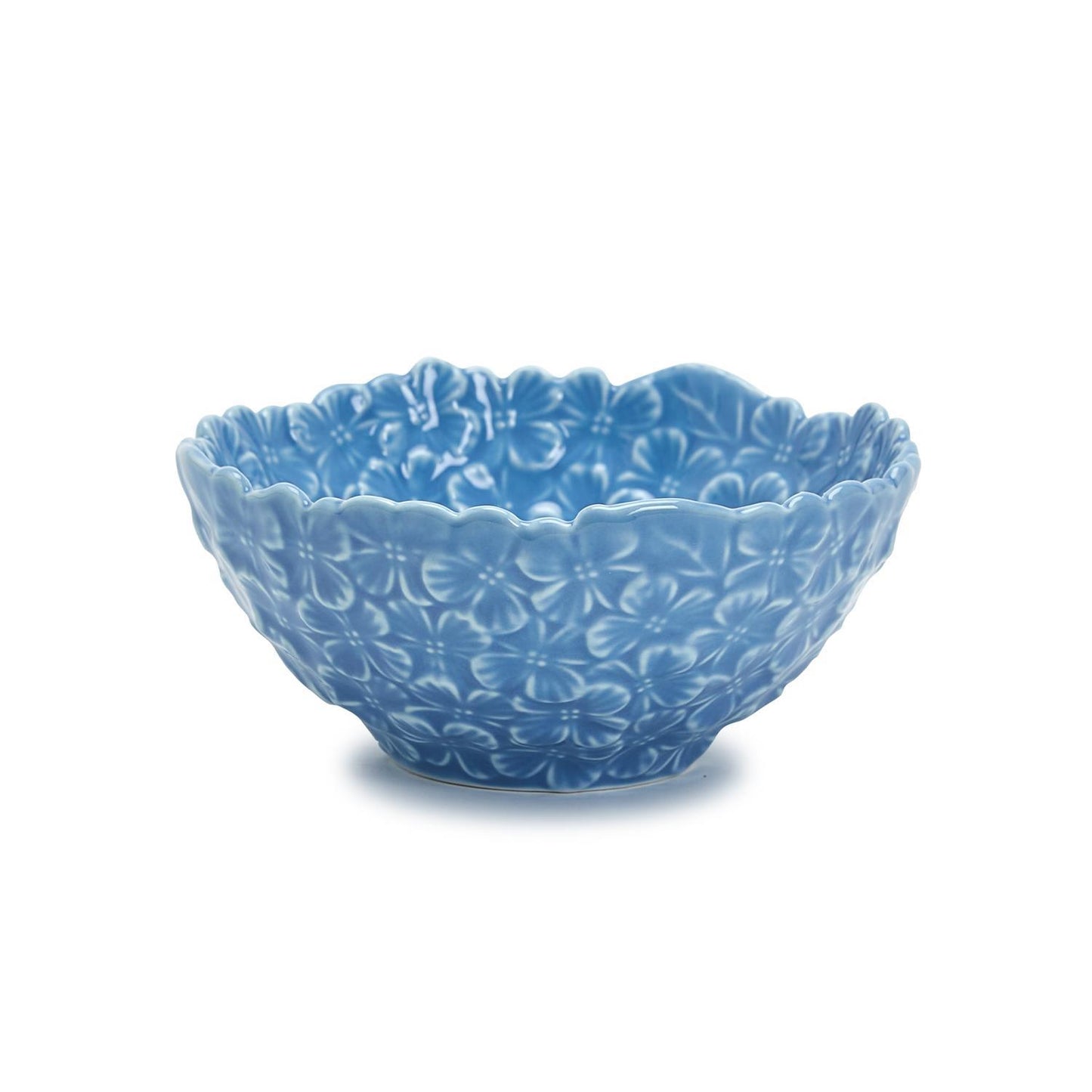 Blue hydrangea tidbit bowl shaped to look like a hydrangea