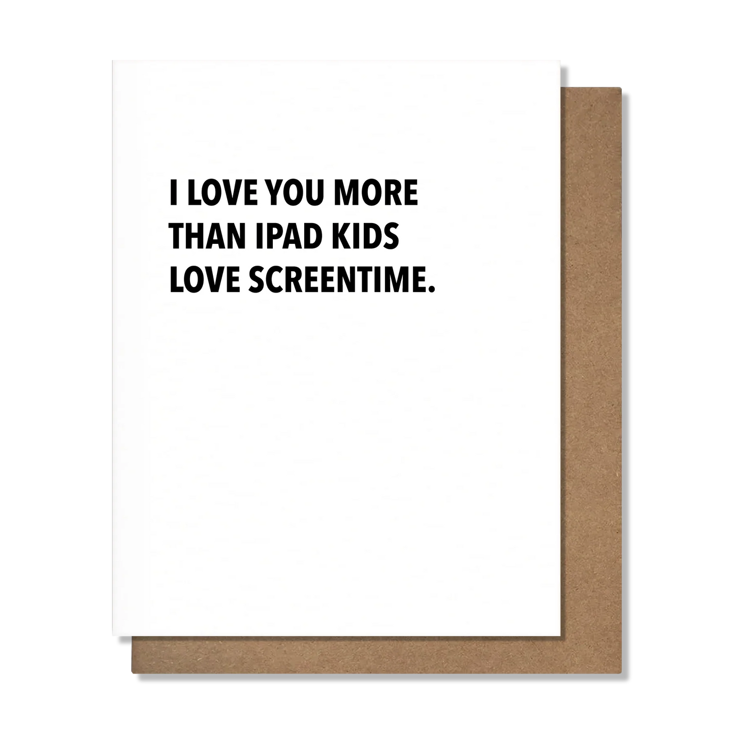 White card with black letters at the top.