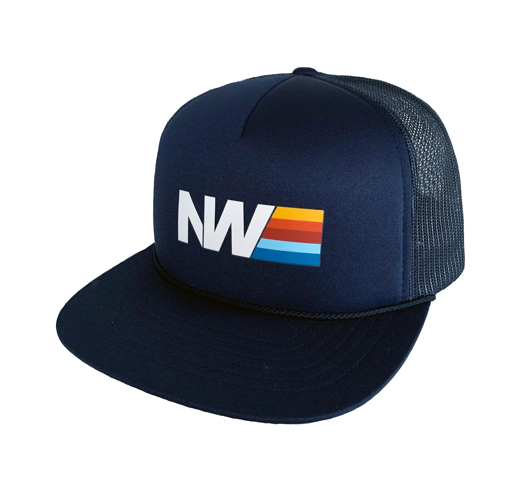 Navy Blue Hat with NW multi-color stripes