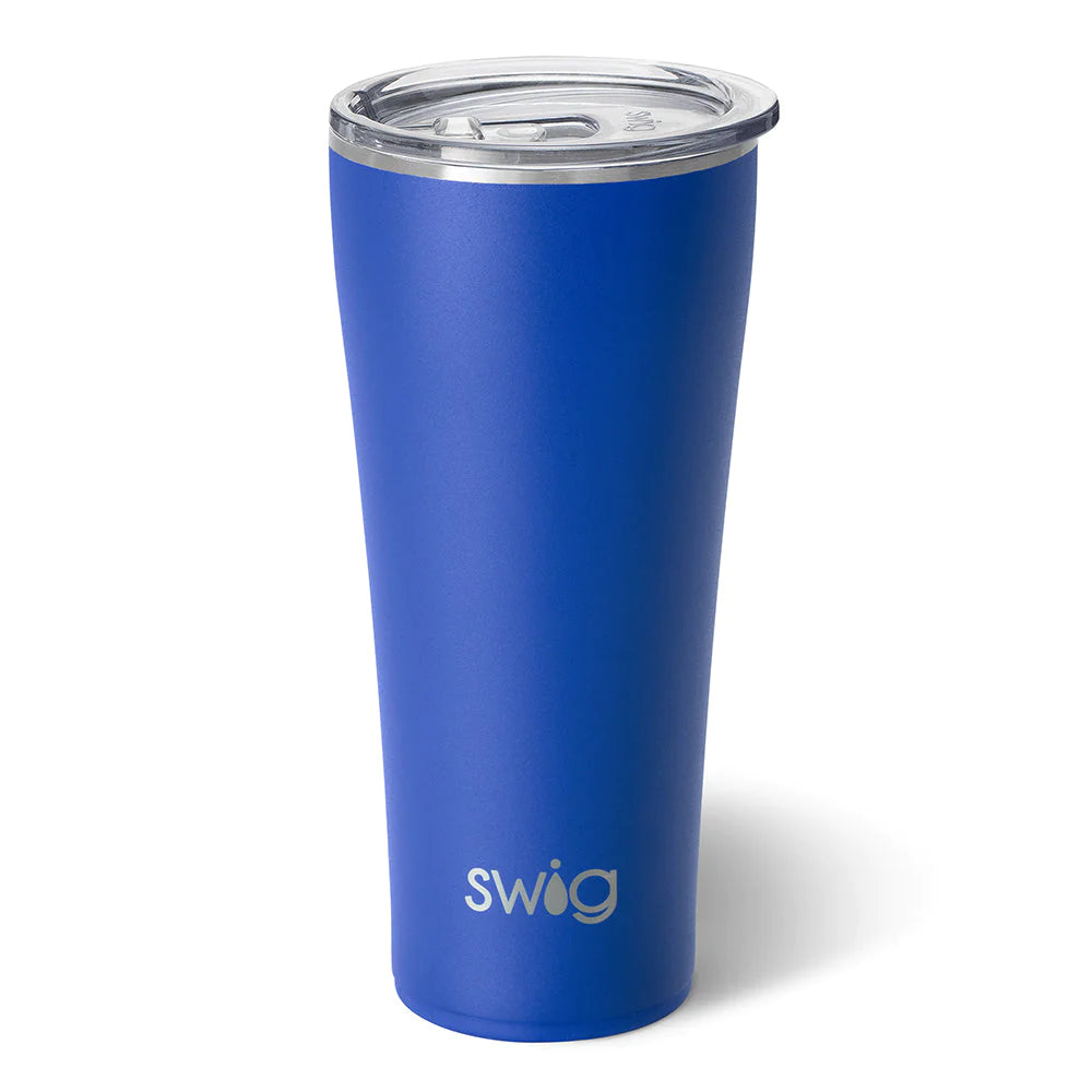Blue tumbler with silver touches
