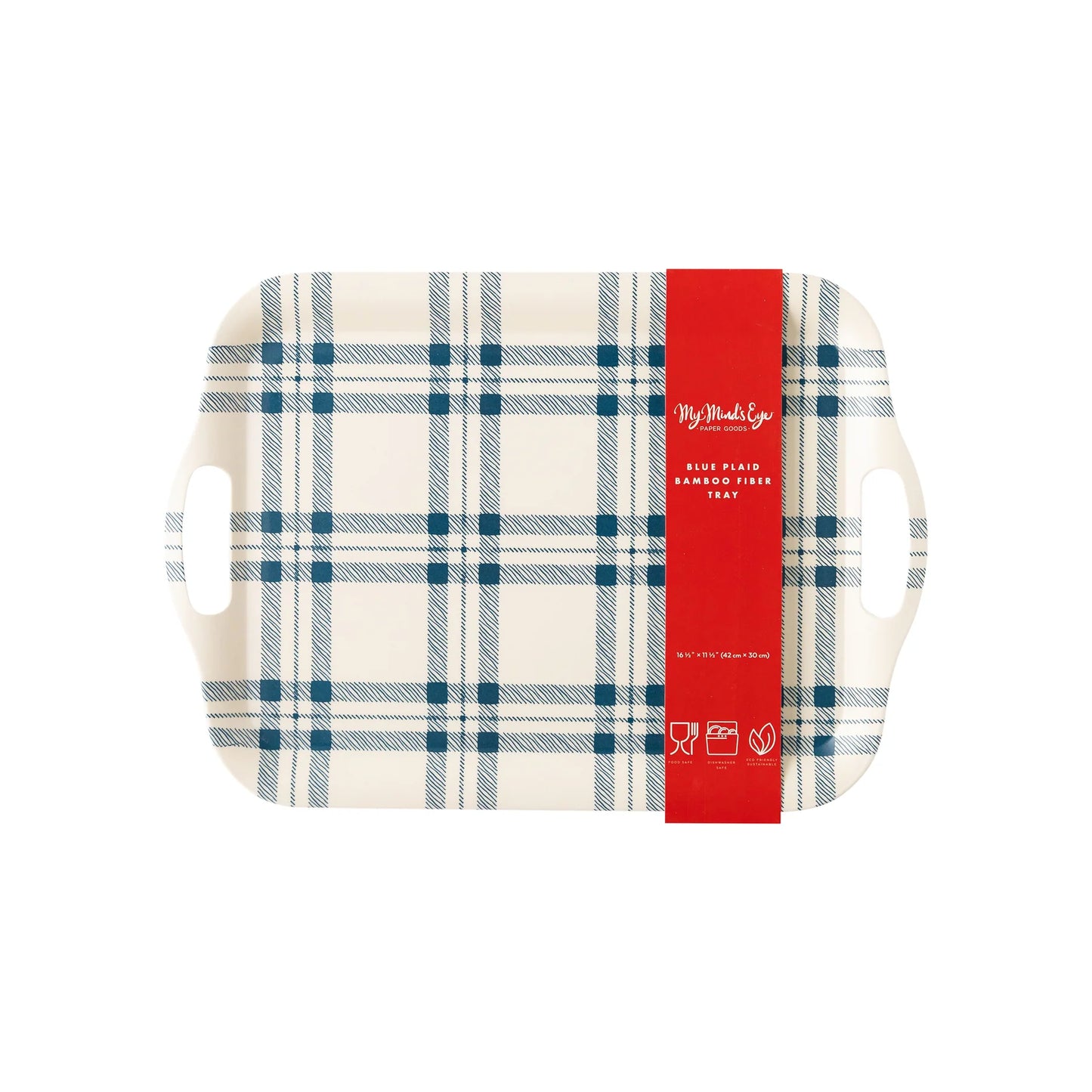 Navy Plaid Serving Tray