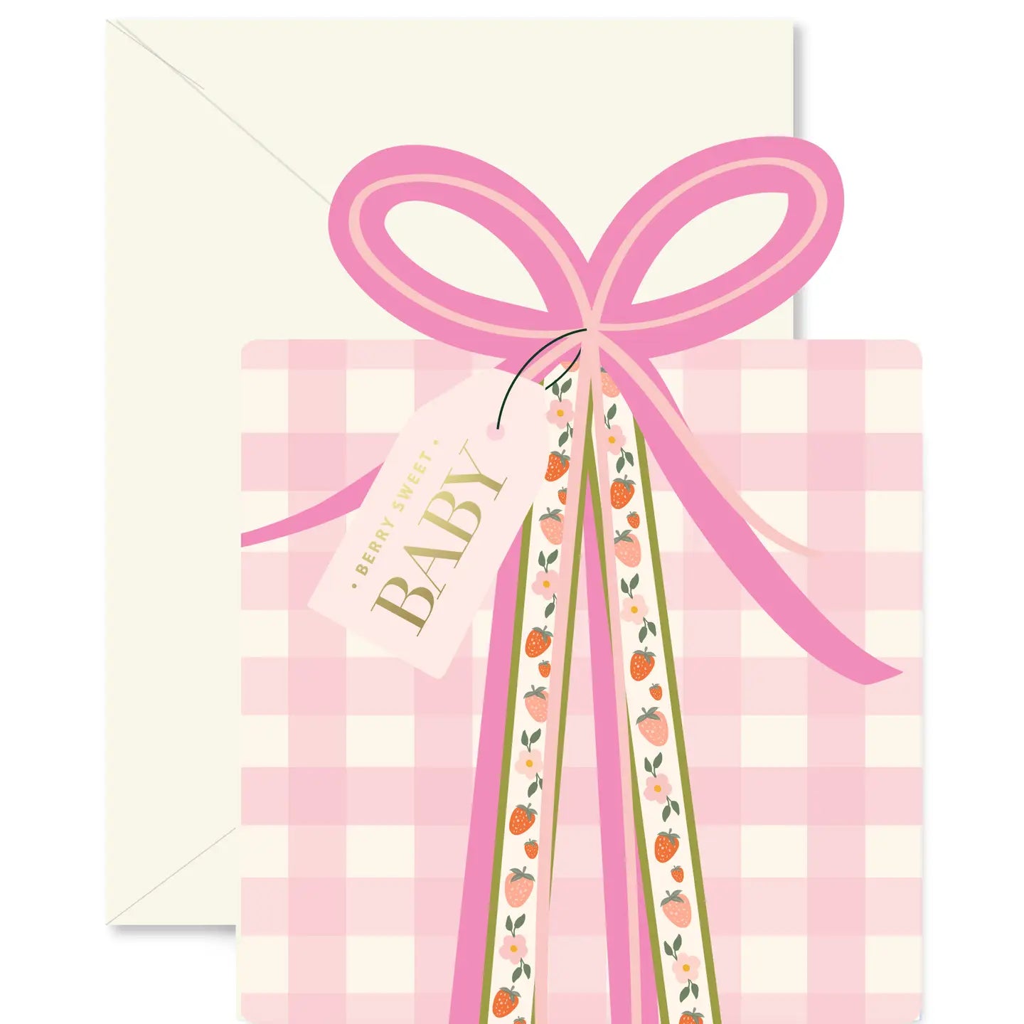 Pink Gingham Baby Gift Greeting Card