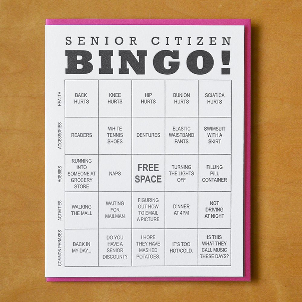 Senior Bingo Card