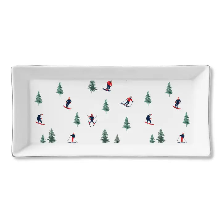 Skiers_ Large Ceramic Tray