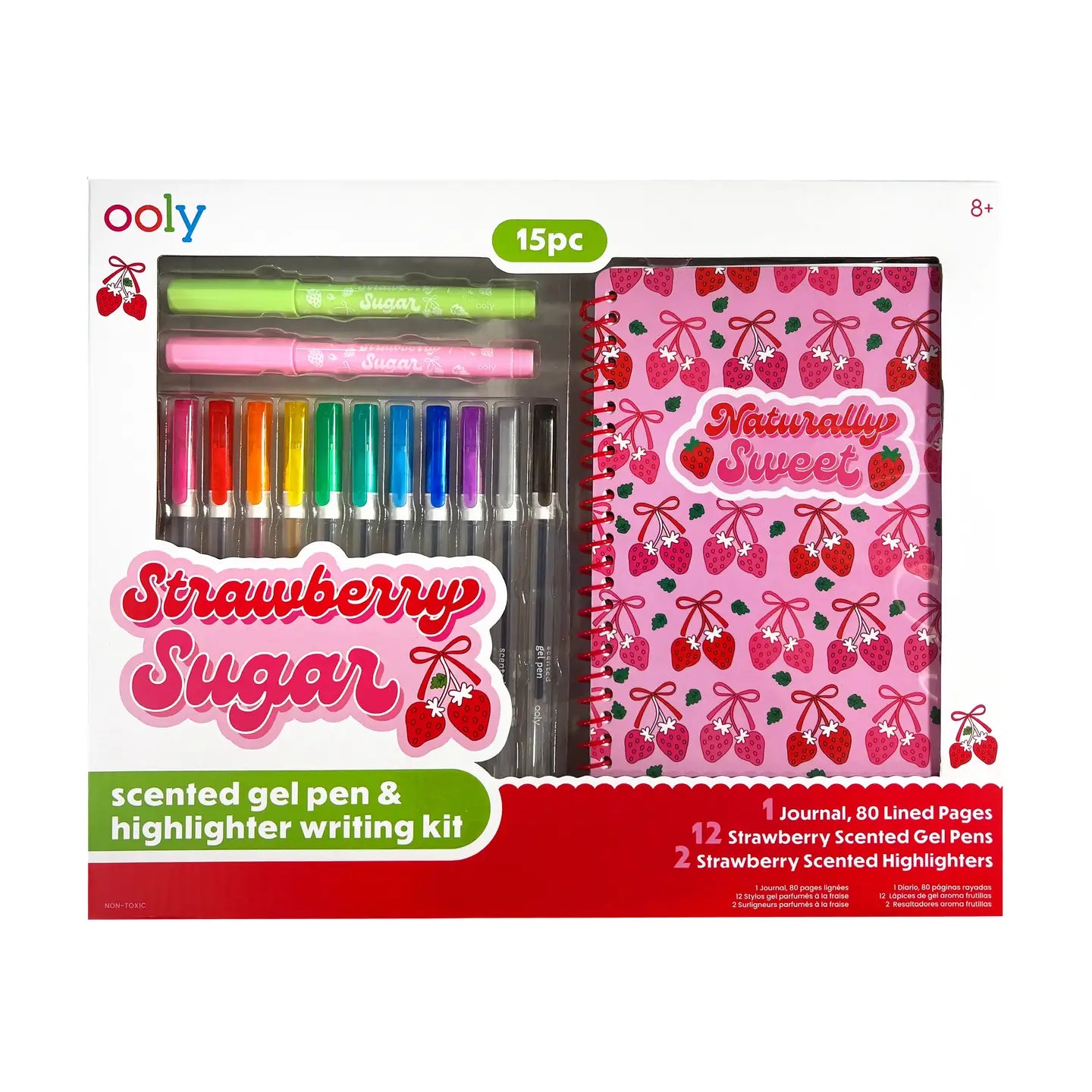 Strawberry Sugar Scented Gel Pens & Highlighter Kit