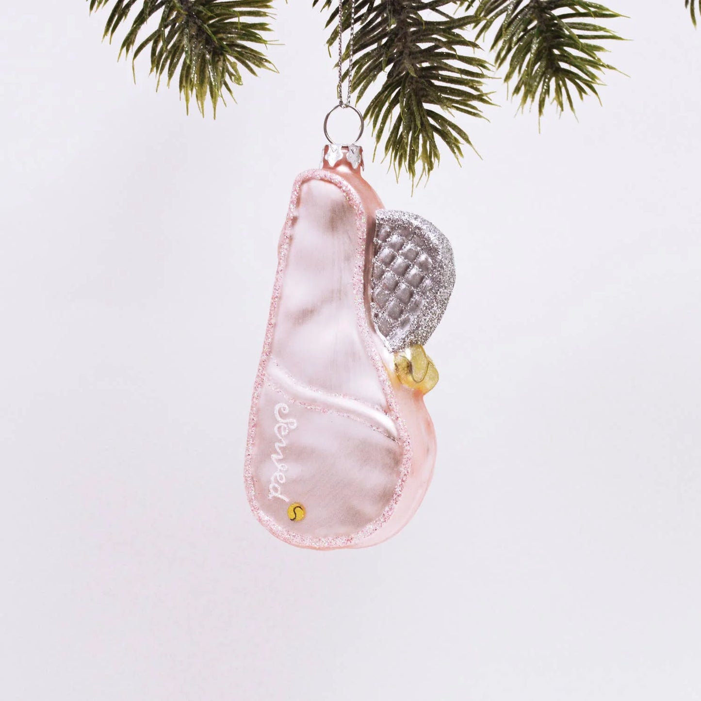 Pink tennis case with racket ornament