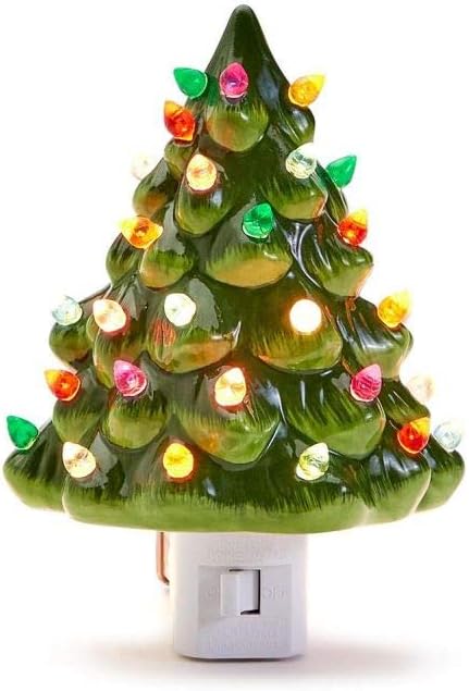 Vintage Christmas Tree Green with multi-color lights. Plug in Night Light