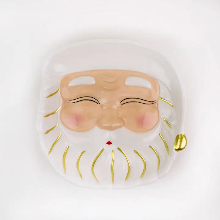 White & Gold Santa Dessert Plate