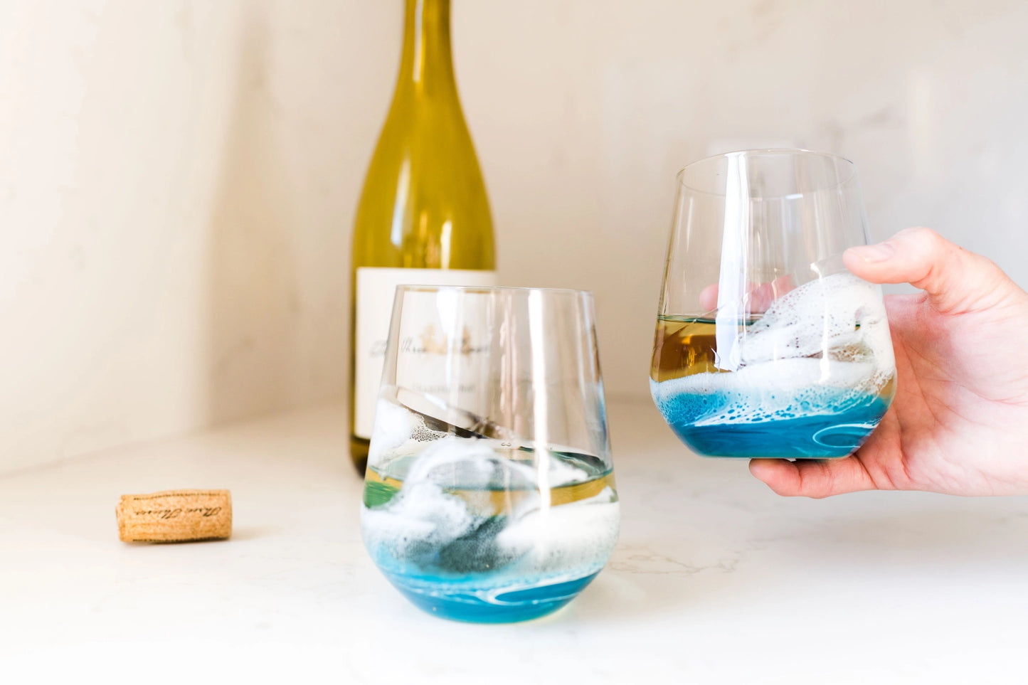 Ocean Vibes Resin Wine Glass