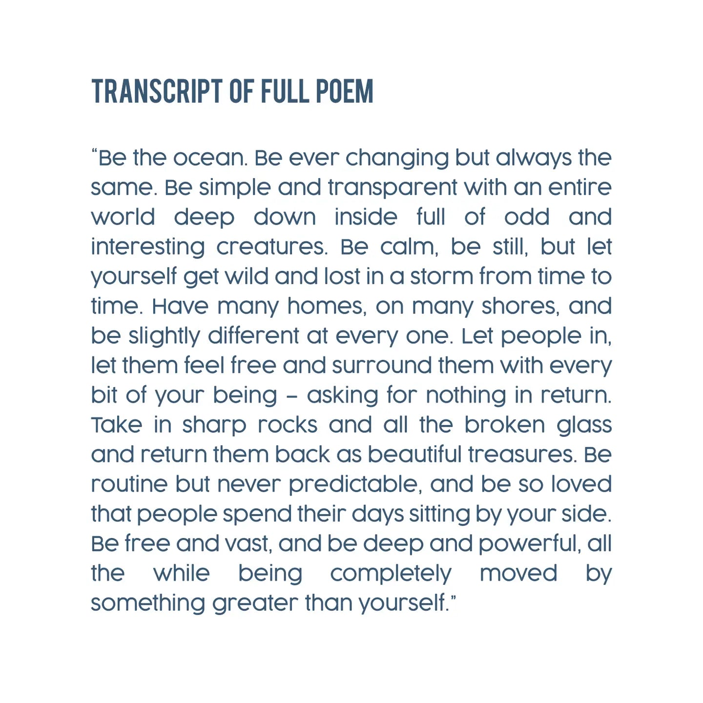 Be the Ocean Print_ Script 16x20