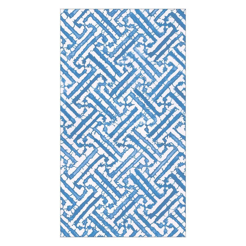 White Guest Towel with Blue fretwork style design