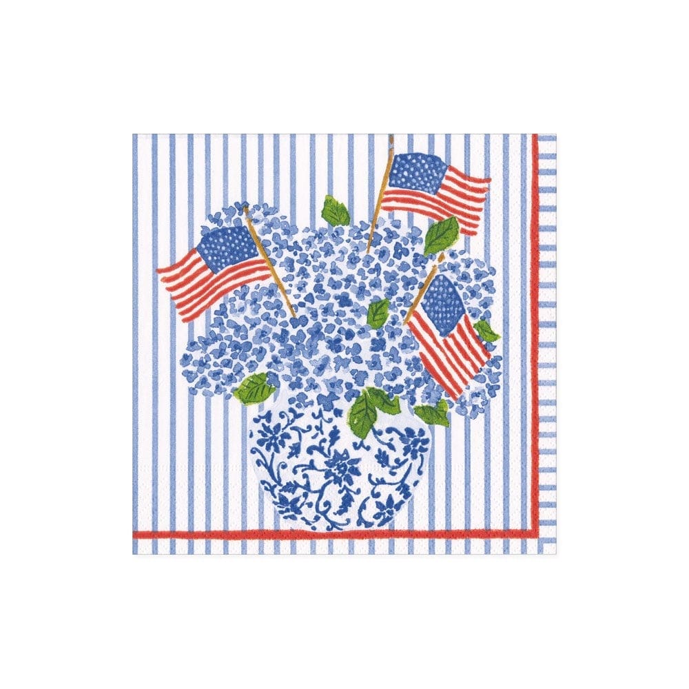 Flags & Hydrangeas Cocktail Napkin