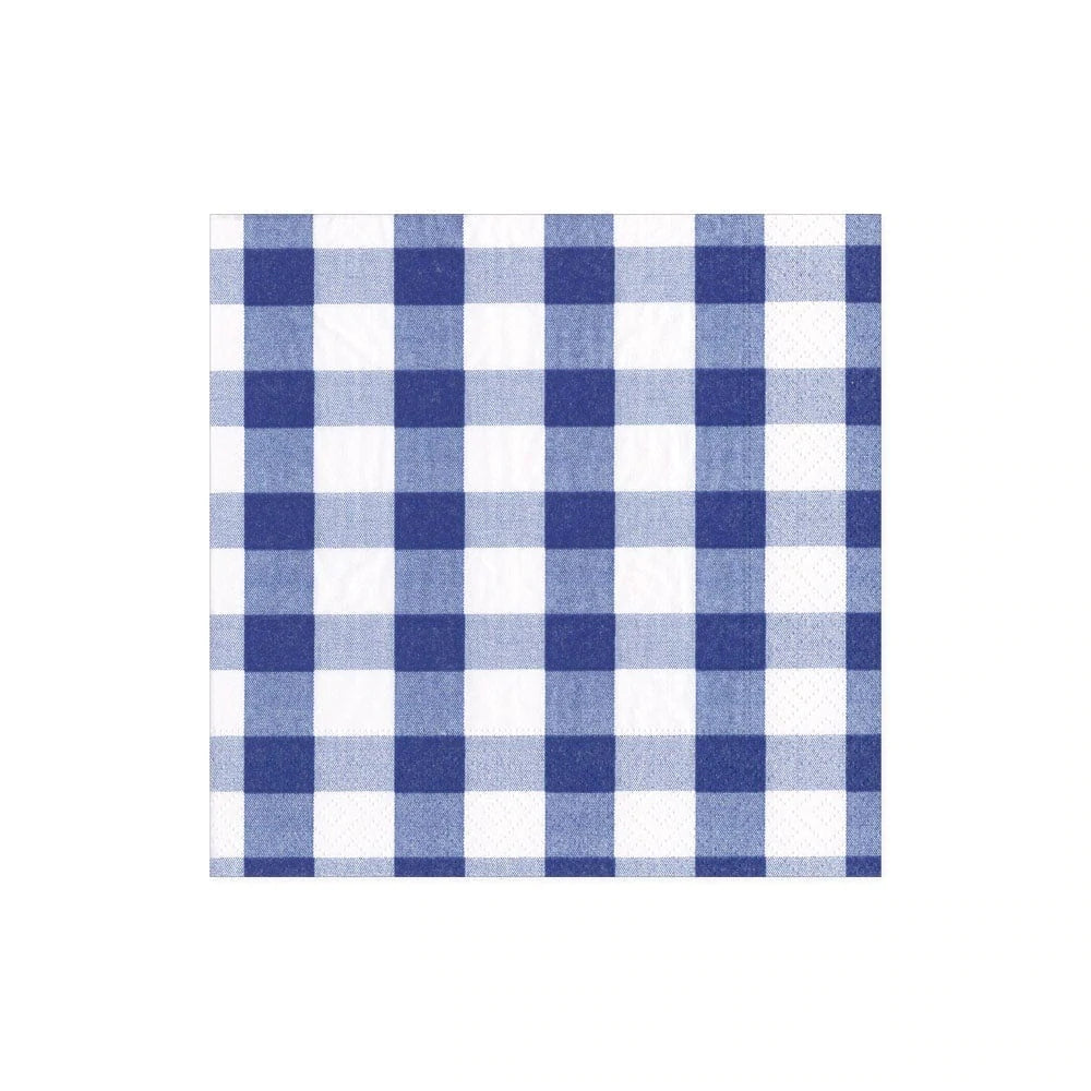 Gingham Blue Cocktail Napkin