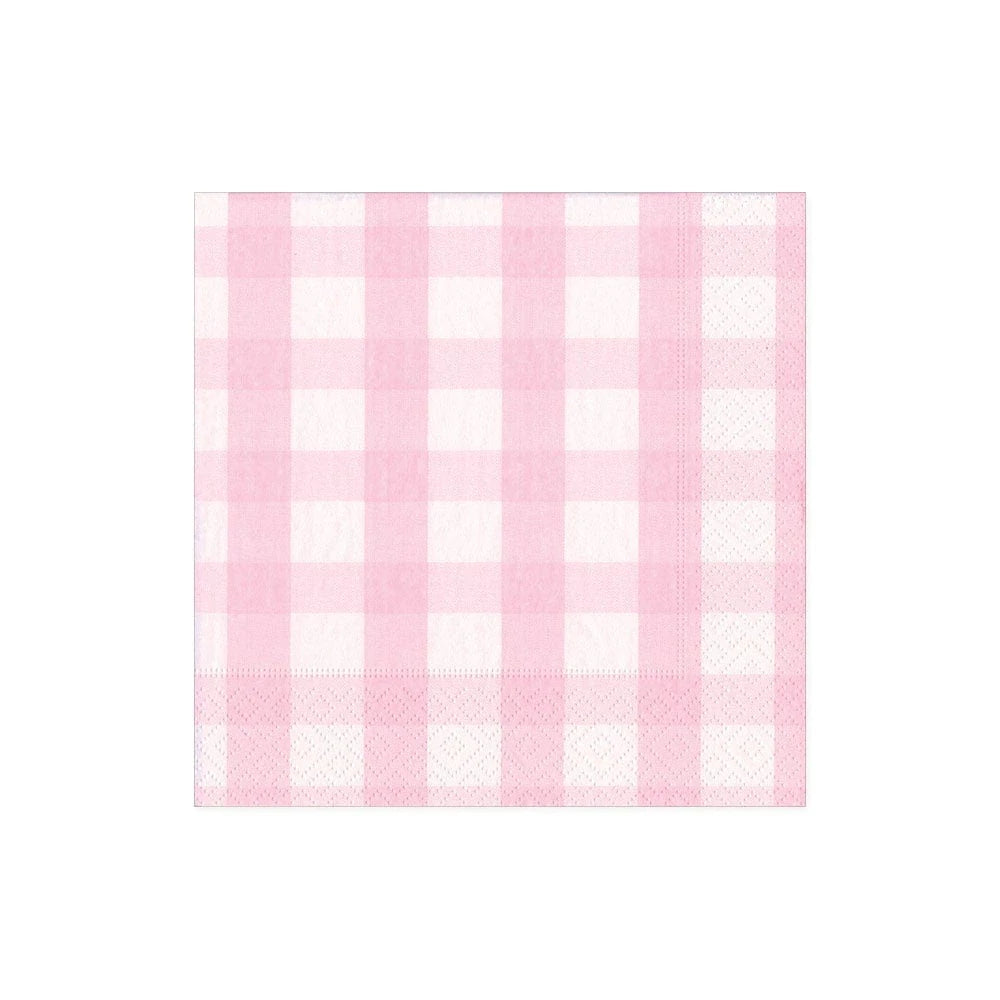 Gingham Pink Cocktail Napkin