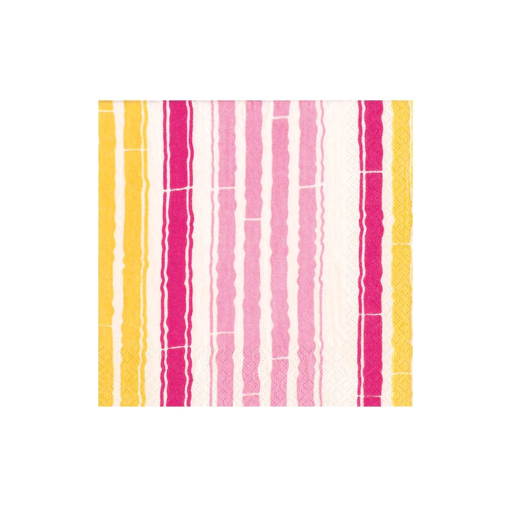 Bamboo Stripe Pink Cocktail Napkin