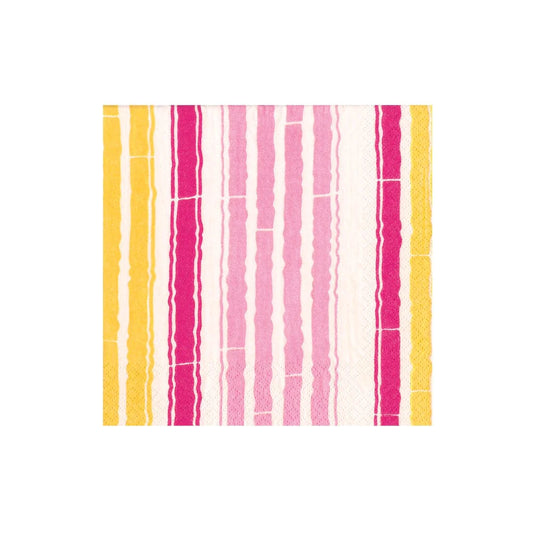 Bamboo Stripe Pink Cocktail Napkin