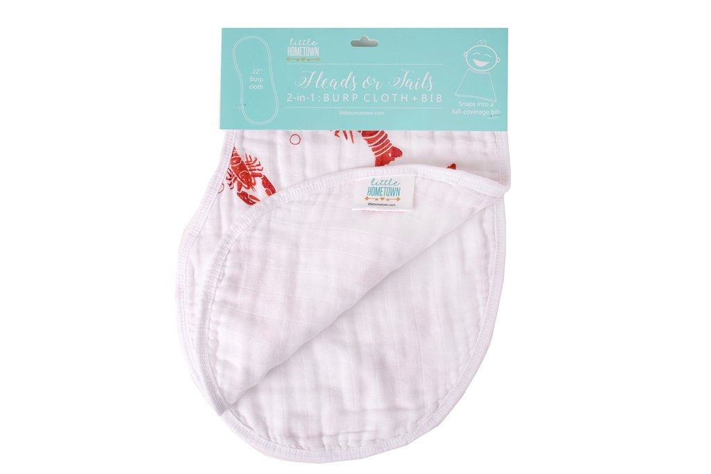 Heads or Tails Bib & Burp Cloth