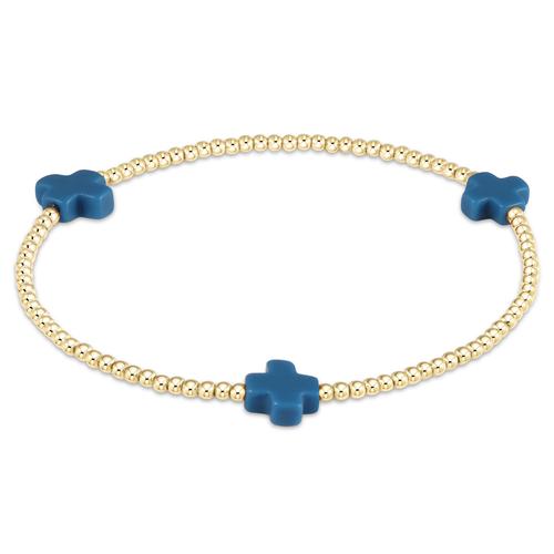 Signature Cross Cobalt/Gold Bead Bracelet 2mm