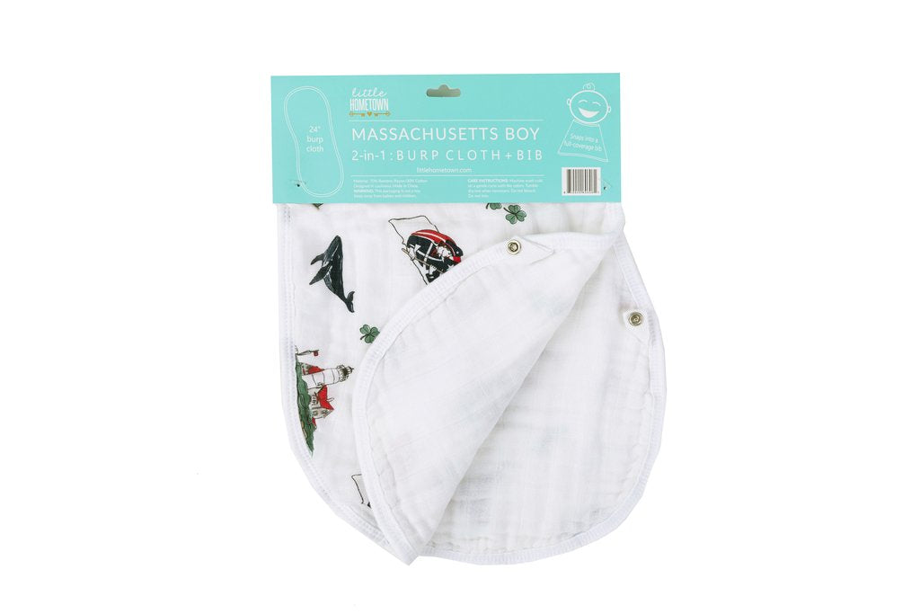 Massachusetts Boy Bib & Burp Cloth