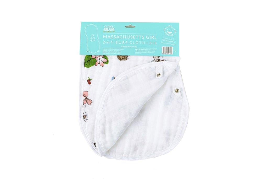 Massachusetts Girl Bib & Burp Cloth