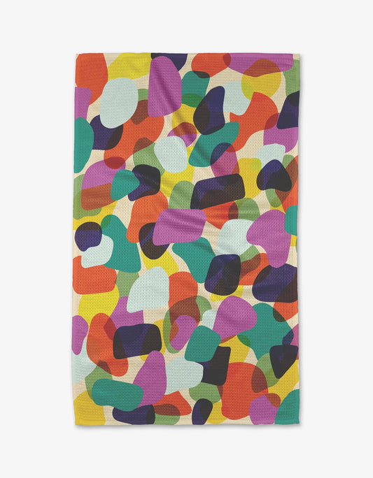 Colorful pebble Kitchen towel (colors purple, navy, yellow, green, red)