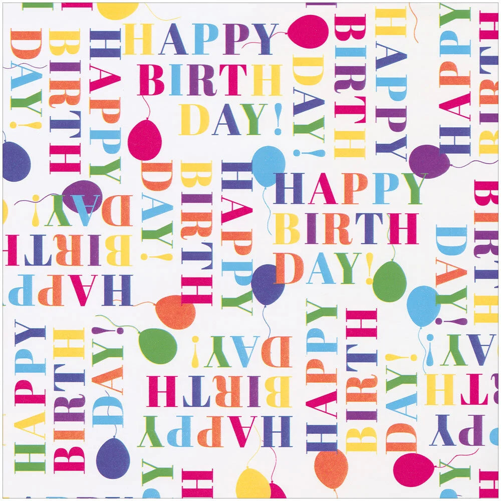 Happy Birthday in Colorful Block Font with Balloons