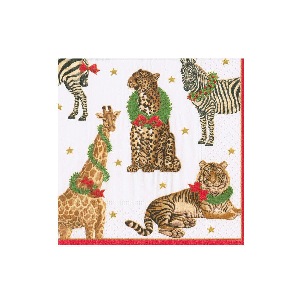 Wild Christmas Ivory Cocktail Napkin