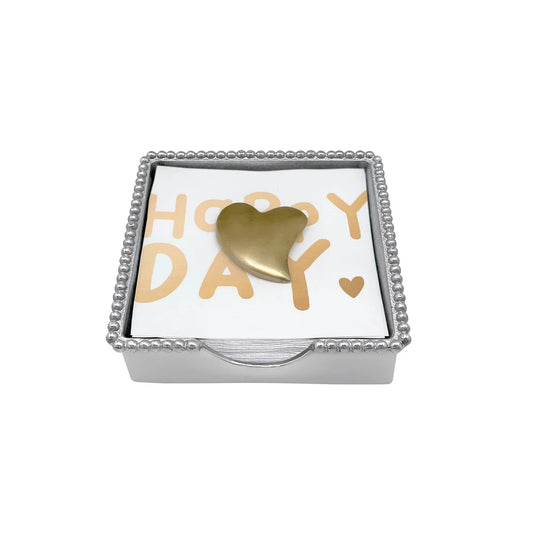 Gold Heart Beaded Napkin Box Set