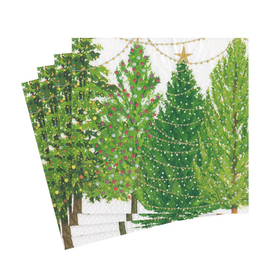 Christmas trees with lights luncheon napkin
