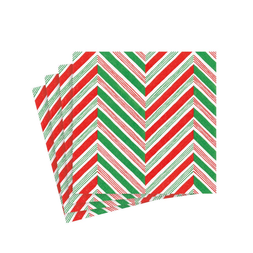 Red and Green Stipe Cocktail Napkin