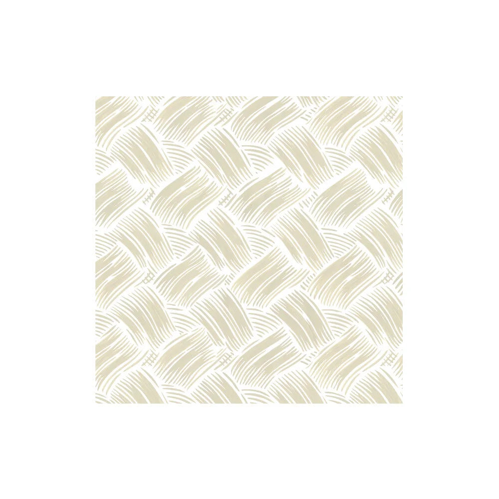 white cocktail napkin with flax beige basketweave brush strokes