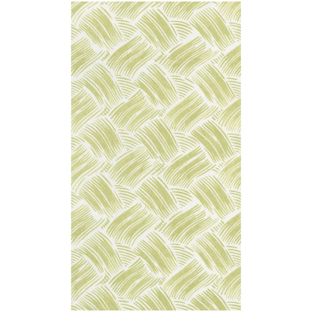 White Guest Towel with basketweave brush strokes in moss green