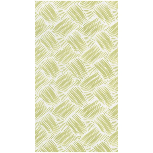 White Guest Towel with basketweave brush strokes in moss green