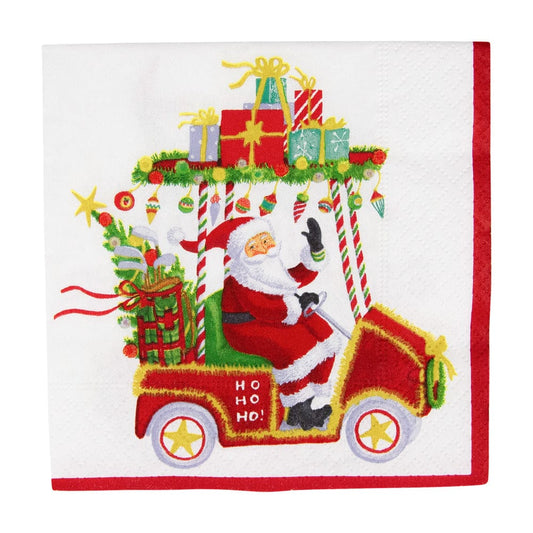 Santa's Golf Cart Cocktail Napkin