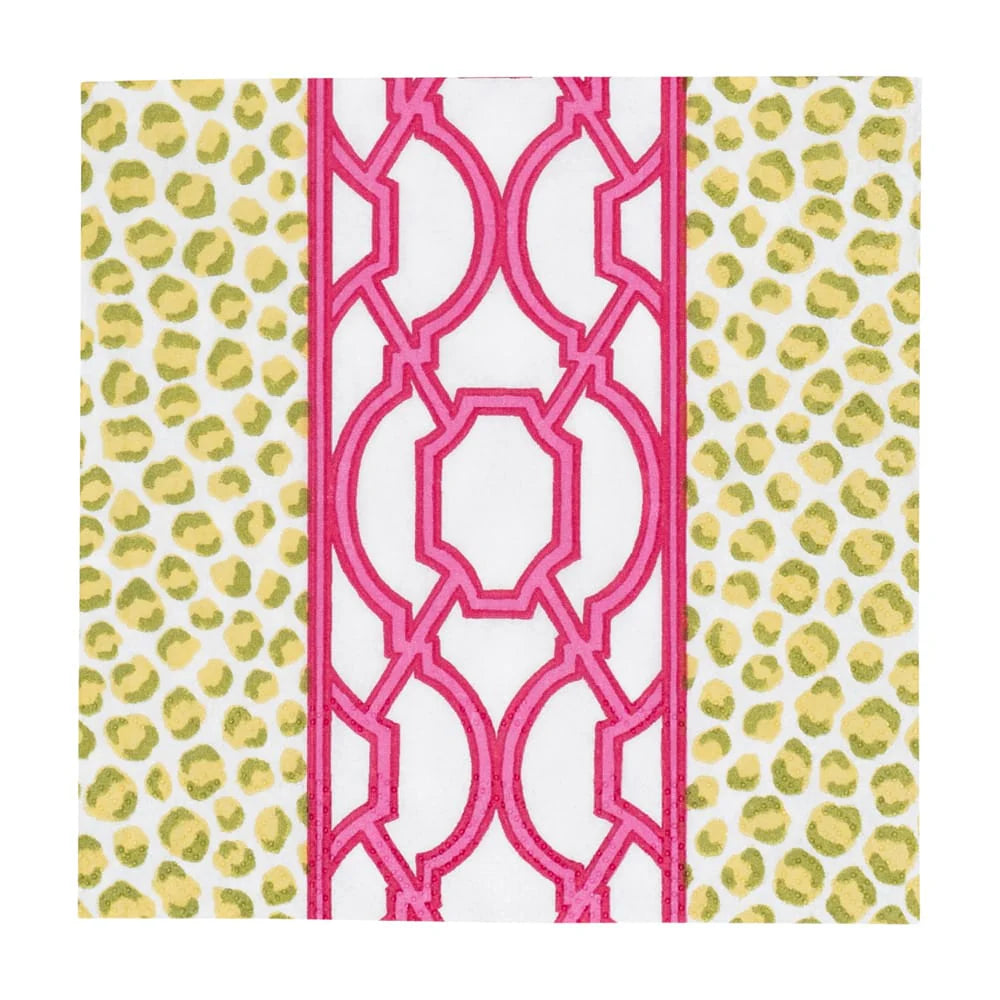 Knots & Spots Green Fuschia Cocktail Napkin