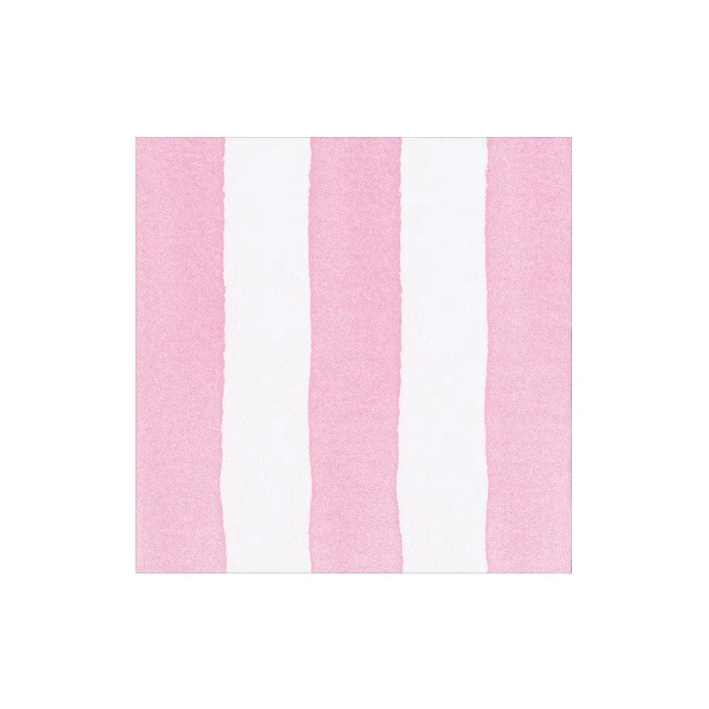 Cocktail napkin with bold Pink and white stripes