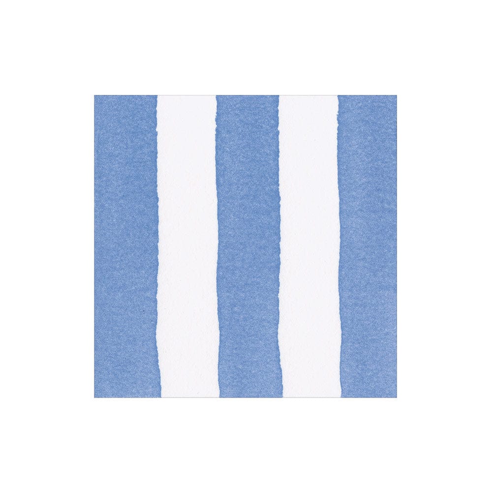 Cocktail napkin with bold sky blue and white stripes