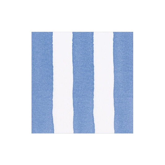 Cocktail napkin with bold sky blue and white stripes