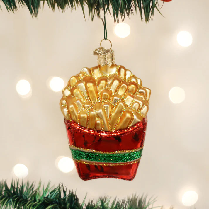 French Fry Ornament red container